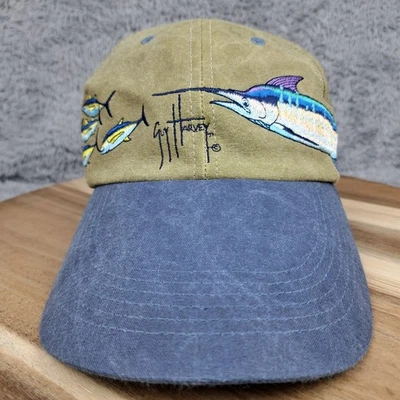 Gorra de colección Guy Harvey con correa trasera beige ala larga marlín atún al aire libre para hombre Foto 1 de 4