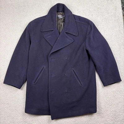 Polo Ralph Lauren Pea Coat Mens Large Blue Wool Cashmere Double Breasted READ - Image 1 of 4