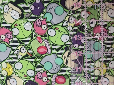 Custom Cotton Woven Fabric TV Show Invader Zim by the 1/4 Yard 9x56 - Image 1 of 2