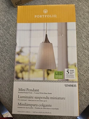 Portafolio Mini Lámpara de Techo LED Colgante Níquel Pulido Nuevo en Caja Foto 1 de 4