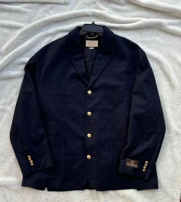 Gucci Dark Navy Wool Label Blazer Jacket - 56R - MSRP $2900 - New - Authentic - Image 1 of 4