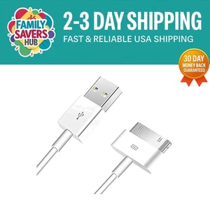 Fast Charging 2-Pack 30-Pin USB Sync Cables for A-pple Devices 3.2ft - Picture 1 of 9