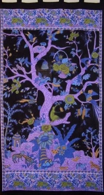 Tree of Life Tab Cortina-Cortina-Panel de puerta-Negro/Púrpura Foto 1 de 2