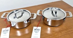 All Clad Stainless Steel (2) 1/2 Quart Cocottes with Lids NEW With Tags - Picture 1 of 7