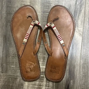 Vintage Abercrombie Ruehl no 925 Brown Leather Flip Flops Size 10.5 Casual - Picture 1 of 5