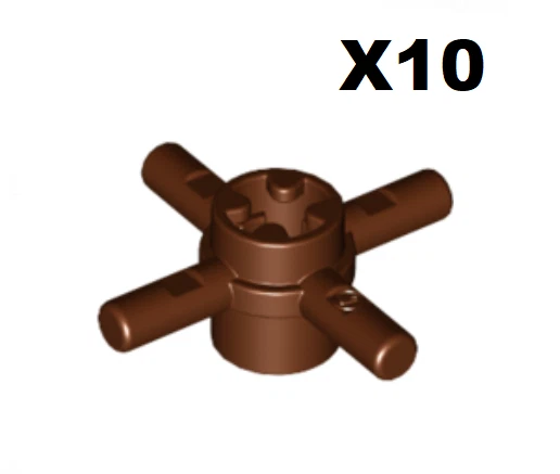 Lego ® Lot 10 Connecteur Hub Marron 4 Branches Red Brown ref 48723 NEW - Photo 1/1