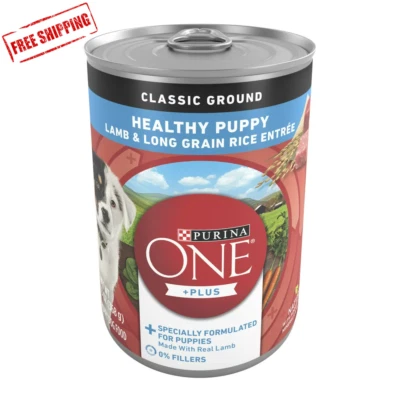 NESTLÉ PURINA PETCARE COMPANY Purina One +Plus Classic Ground Wet Puppy Dog Food Lamb 13 oz Cans 12 Pack