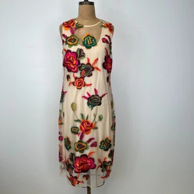 Vestido Alexia Admor Mujer 12 Midi Palmer Floral Bordado Transparente Trabajo Fiesta Núcleo Foto 1 de 4