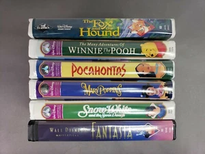Disney Clamshell VHS Lot of 6 Fantasia Pocahontas Snow White Etc - Picture 1 of 4