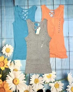 3 Pack Mixed Colors Women 100% Cotton Basic Tank Top Sleeveless Shirts Size M - Picture 1 of 12