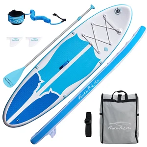 Inflatable Stand up Folding Paddle Board Size 10'x32"x6" Universal Valve Adapter - Picture 1 of 11