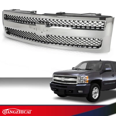 Fit For Chevrolet Silverado 1500 2007-2013 Grille Chrome Shell w/ Black Insert Foto 1 de 4