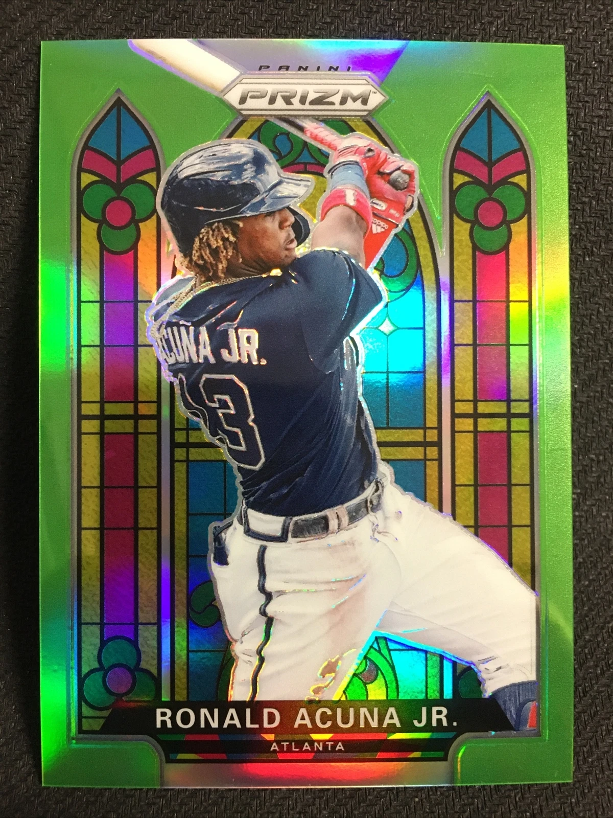 2021 Panini Prizm Ronald Acuna Jr. Stained Glass Lime Green Prizm /125 Braves