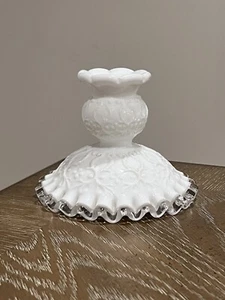 Vintage Fenton Silver Crest Spanish Lace Single Light Candlestick - Picture 1 of 15