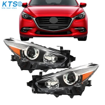 Conjunto de faros para Mazda 3 2017-2018 carcasa negra halógena transparente derecha e izquierda Foto 1 de 4