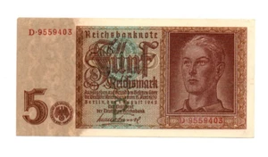BILLETE 5 Reichsmark aunc de alemania nazi 1942 pick-186 - Imagen 1 de 2