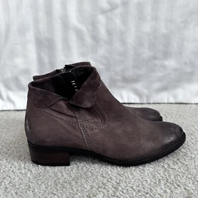 Paul Green Booties Boston US 7 / UK 4.5 Brown Nubuck Leather Western $485 - Imagem 1 de 4