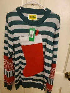 Tipsy Elves Ugly Christmas Stocking Stuffer Pullover Herren XL gestreift - Bild 1 von 5