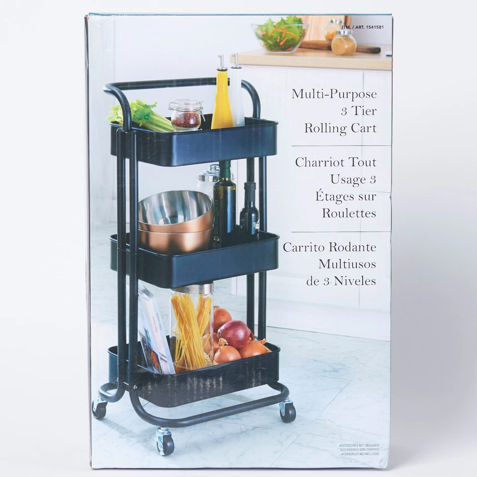 Costway 3 Tier Rolling Cart W/Wheels - 1541581 - 16.5" L " W " H