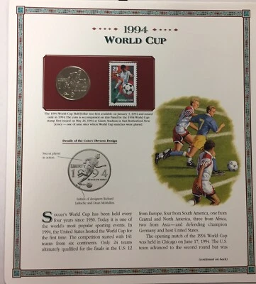 1994 D  World Cup Half Dollar  - Postal Commemorative  Coin & Stamp - Image 1 of 4