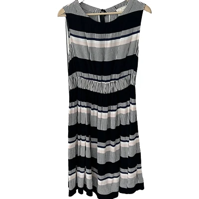 Vestido Kate Spade Bay a Rayas Lazo Espalda Talla 4 Sin Mangas Negro Fiesta * Foto 1 de 4