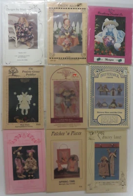 Vintage Lot of 9 Primitive Folk Art Patterns BUNNY RABBITS DOLLS Craft Country - Image 1 of 4