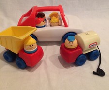 Vintage Little Tikes Family Car, Gas Truck, Dump Truck, 6 Chunky People