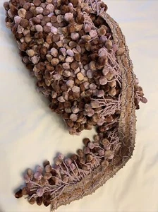 POM POM FRINGE 5 3/4” wide (11yards long) Violet Beige Brown Color - Picture 1 of 5