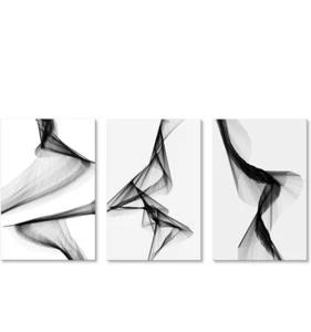 Schwarz-Weiß Abstrakte Linie Wandbild Kunstdruck Mädchen Dame Tanzen Modern Leinwand - Bild 1 von 4