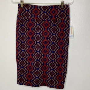 LuLaRoe Cassie Aztec Geometric Print Multicolor Pencil Skirt Size Medium - Picture 1 of 6