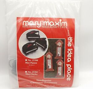 Vintage Mary Maxim Mini Pianos Christmas Ornaments Plastic Canvas Kit #27398