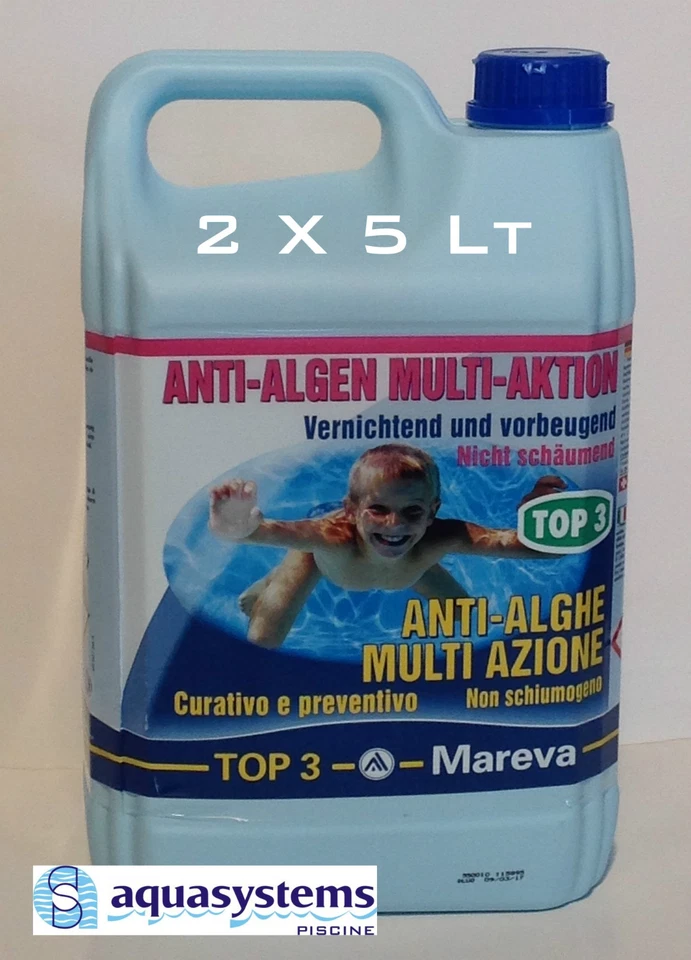 ANTIALGHE TOP 3 MAREVA  (2 FUSTINI DA 5LT) PER PRODOTTI PISCINE - Immagine 1 di 1