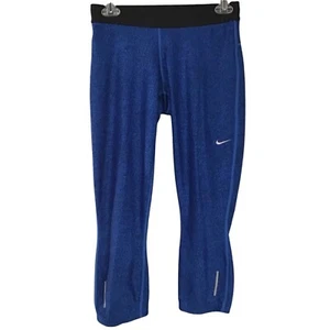 Nike Dri Fit Capri Running Legging Womens M Blue Black Just Do It Athletic Pants - Picture 1 of 9
