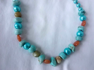 Collar Colgante Étnico Tribal Pascua Turquesa Occidental Mujer 19" Nuevo EE. UU. Foto 1 de 4