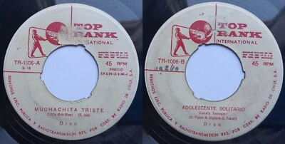 DION LONELY TEENAGER (SIDE B)/LITTLE MISS BLUE (SIDE A) 1960 RARE CHILEAN PRESS! - Image 1 of 4