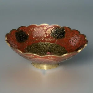 Vintage Cloisonné Deko oder Schmuckschale, gewellter Rand - Bild 1 von 7