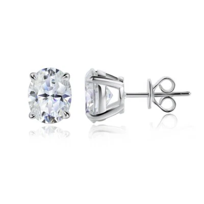1-4ct D VVS1 Oval Cut Moissanite Stud Earrings Men Women 925 Sterling Silver GRA - Image 1 of 4