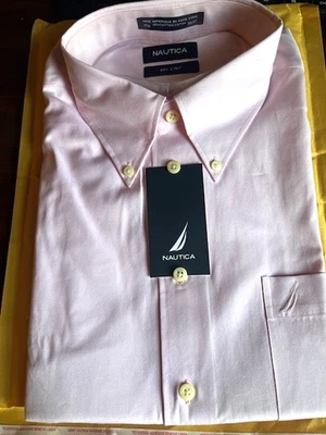 Camisa Nautica Hombre Rosa Talla 17 1/2 36/37 Oxford LS Botón Dn - 100% Algodón NUEVA Foto 1 de 3