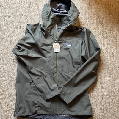 $229 Patagonia Boulder Fork Chaqueta de Lluvia de 3 Capas en Verde Lavabo - Para Hombre Talla L Foto 1 de 4