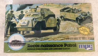 MPC Reconnaissance Patrol German Model Kit #1-6208 1/76 Kubelwagan & Armored Car - Image 1 of 2
