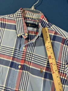 Ralph Lauren Herren Hemd mit Knopfleiste Gr. L blau / rot kariert Fleisch Pony Oxford - Bild 1 von 10