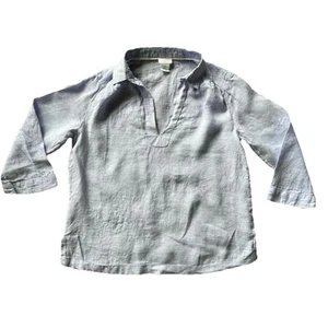 Sigrid Olsen Linen Popover Top 3/4 Sleeve Light Blue Womens Size M - Picture 1 of 6