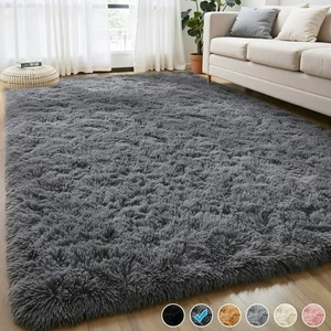 Nefoso Shag Area Rug 8ft x 10ft Soft Fluffy, dark gray, brand new - Picture 1 of 6