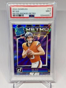 Bo Nix 2024 Donruss Rated Rookies Retro Rookie RC #19 PSA 9 - Picture 1 of 2