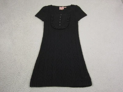 Vestido Suéter Juicy Couture Para Mujer Pequeño Negro Merino Cachemira Tejido con Cable Foto 1 de 4