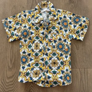 Modo Postano Little Boys Button Up Shirt Sz 3/4, Made In Italy Bold Print - Picture 1 of 9