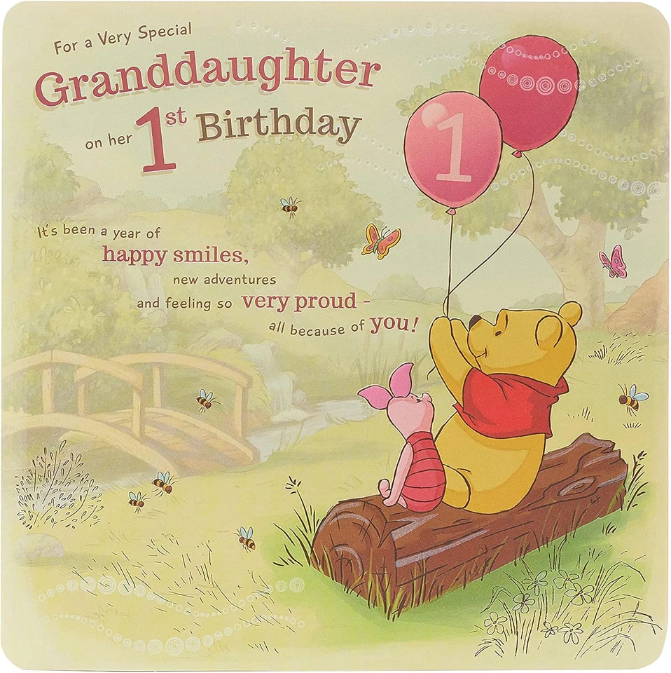 Nieta Winnie the Pooh 1ª Tarjeta de Cumpleaños, 210 X 210 Mm, Sobre Incluido Foto 1 de 4