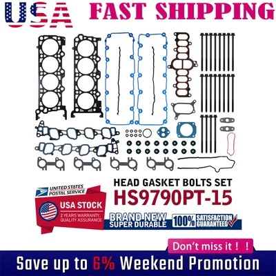 For 2000-04 Ford F150 F350 Expedition Excursion E150 5.4L Head Gasket Set Bolts - Imagem 1 de 4