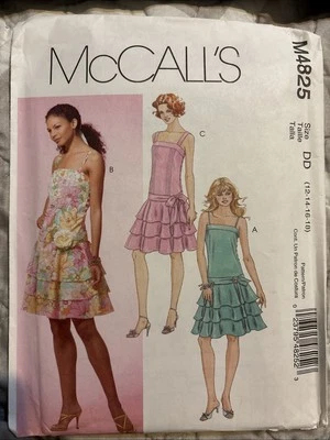 McCall's 4825 Misses Drop Waist Dress & Belt 3 Styles Sewing Pattern 12-14-16-18 - Image 1 of 2