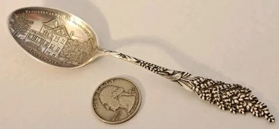 Antigua cuchara de recuerdo Art Nouveau residencia William Jennings Bryan esterlina Foto 1 de 4